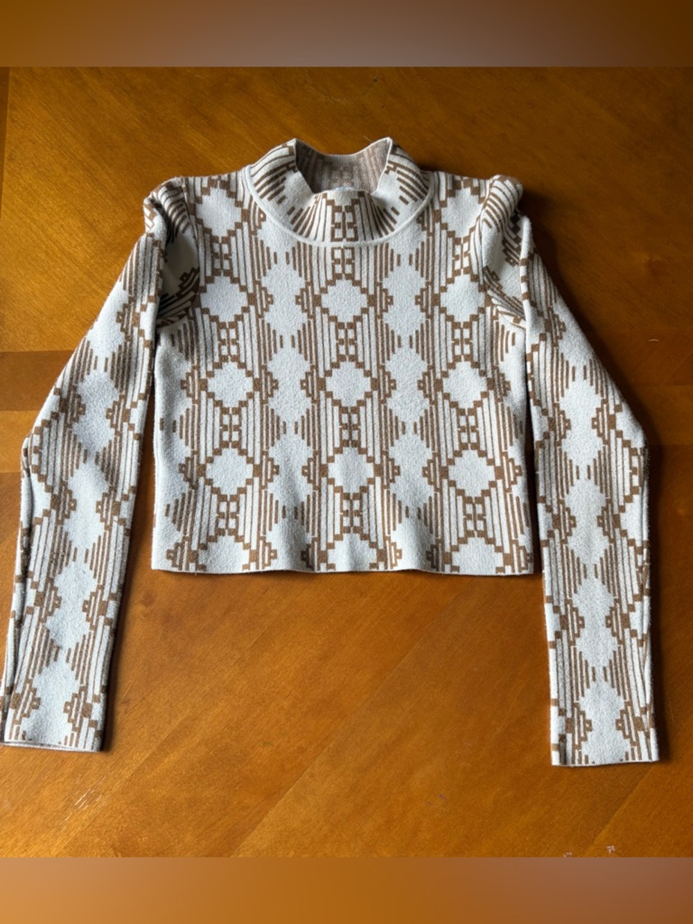 Urban Outfitters Gold Cream Mock Turtleneck Aztec Medium Sweater